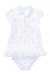 Polo Ralph Lauren Logo-embroidered Ruffled Cotton Dress And Bloomers 3-24 Months In White