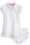 Ralph Lauren Babies'  'cupcake' Ruffle Hem Polo Dress & Bloomers In White