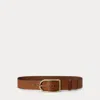 Ralph Lauren Curved-buckle Leather Belt In Brown