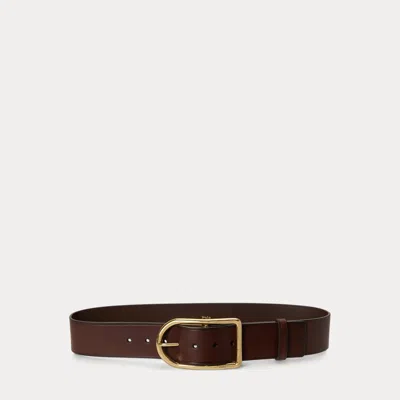 Ralph Lauren Curved-buckle Leather Belt In Brown
