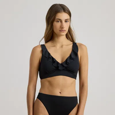 Ralph Lauren Curved Mid-rise Bikini Bottom In Black