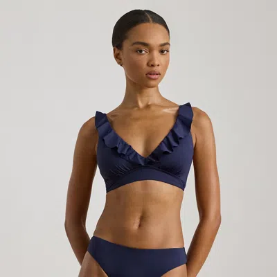 Ralph Lauren Curved Mid-rise Bikini Bottom In Dark Navy In Blue