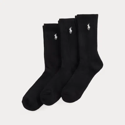 Polo Ralph Lauren Cushioned Sport Crew Sock 3-pack In Black