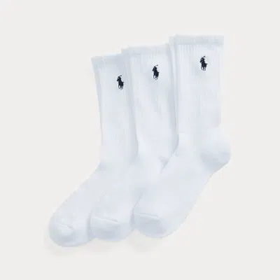 Polo Ralph Lauren Cushioned Sport Crew Sock 3-pack In White In Metallic