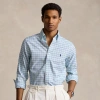 Ralph Lauren Custom Fit Plaid Pinpoint Oxford Shirt In White/green Multi