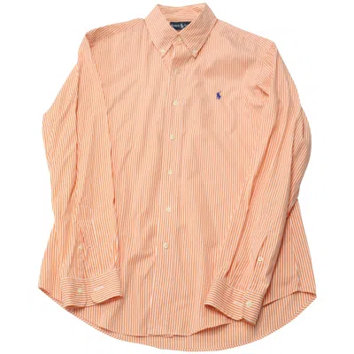 Polo Ralph Lauren Custom Fit Stripe Oxford Shirt In Orange Cotton