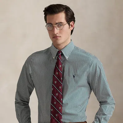 Ralph Lauren Custom Fit Striped Poplin Shirt In Multi