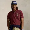 Ralph Lauren Custom Slim Fit Bear Mesh Polo Shirt In Red Wine Heritage Bear