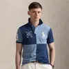 Ralph Lauren Custom Slim Fit Big Pony Mesh Polo Shirt In Rustic Navy/channel Blue