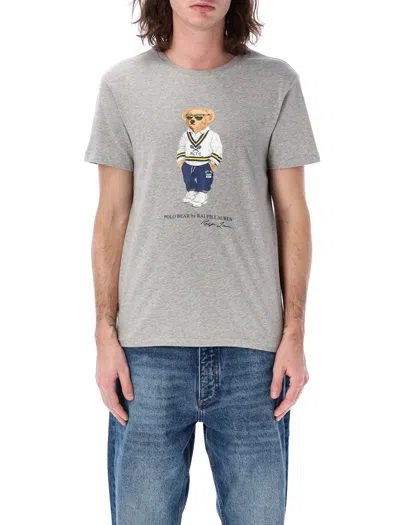 Ralph Lauren Custom Slim Fit Polo Bear T-shirt In Sp25 Andvr Hthr Hrtg Icns Bear