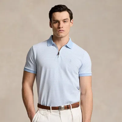 Ralph Lauren Custom Slim Fit Stretch Mesh Polo Shirt In Office Blue/white