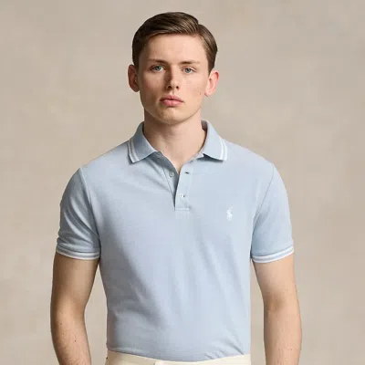 Ralph Lauren Custom Slim Fit Stretch Mesh Polo Shirt In Vessel Blue/white