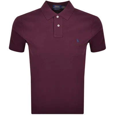 Ralph Lauren Custom Slim Polo T Shirt Burgundy In Brown