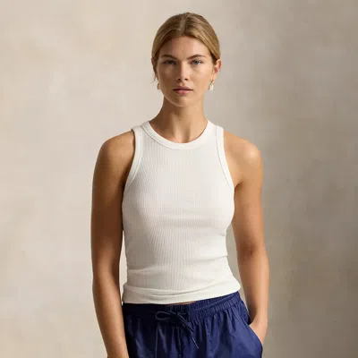 Ralph Lauren Cutaway Tank Top In Ceramic White