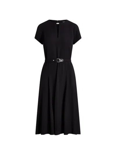 Ralph Lauren Cut-out Belted Midi Dress In Black