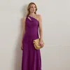 Ralph Lauren Cutout Charmeuse One-shoulder Gown In Pink