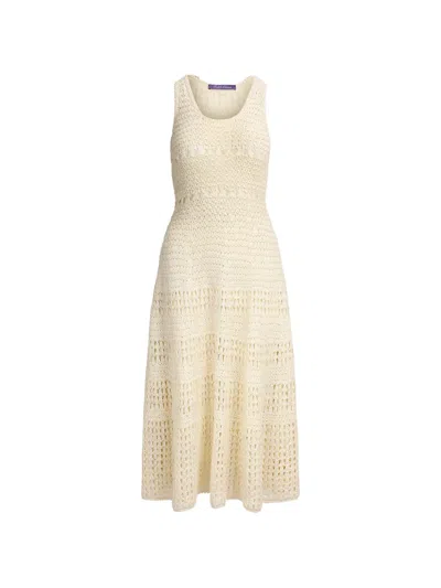 Ralph Lauren Sleeveless Crochet Knit Midi Dress In White