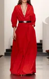 Ralph Lauren Daley Cotton-blend Maxi Shirt Dress In Red