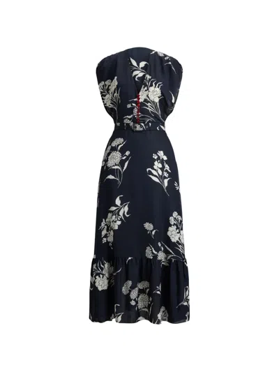 Ralph Lauren Damian Floral A-line Midi Dress In Black