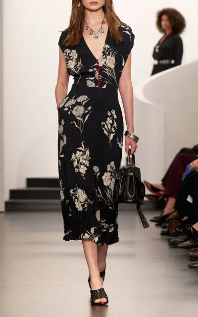 Ralph Lauren Damian Floral-printed Crepe Midi Dress In Multi