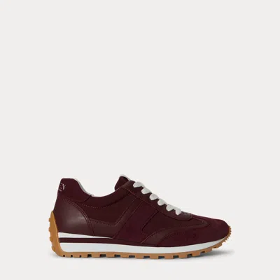 Ralph Lauren Dani Color-blocked Leather Sneaker In Dark Garnet