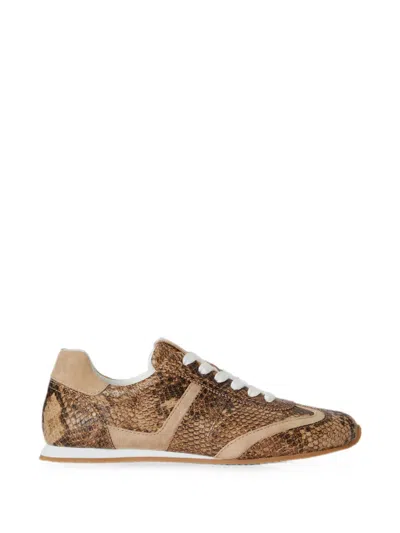 Ralph Lauren Dani Python-embossed Leather Sneakers In Multi