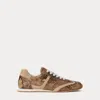 Ralph Lauren Dani Python-embossed Low-profile Sneaker In Tan Multi/tan In Brown