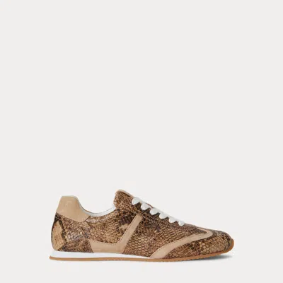 Ralph Lauren Dani Python-embossed Low-profile Sneaker In Tan Multi/tan In Brown