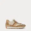 Ralph Lauren Dani Shearling-trim Suede Sneaker In Brown