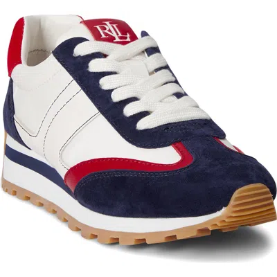 Ralph Lauren Dani Color-blocked Leather Sneakers In Multi