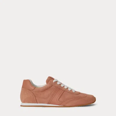 Ralph Lauren Dani Suede & Leather Low-profile Sneaker In Pink Sienna In Orange