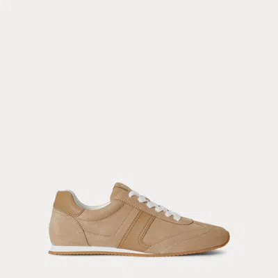 Ralph Lauren Dani Suede & Leather Low-profile Sneaker In Tan In Brown