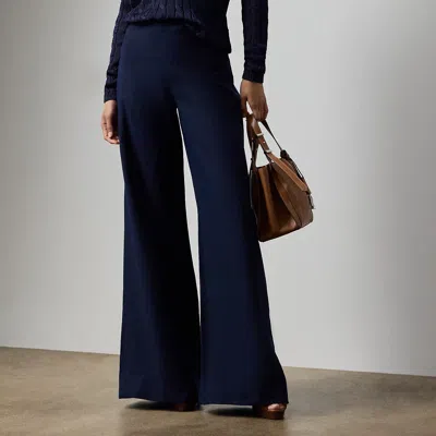 Ralph Lauren Daria Linen Wide-leg Pant In Lux Navy In Blue