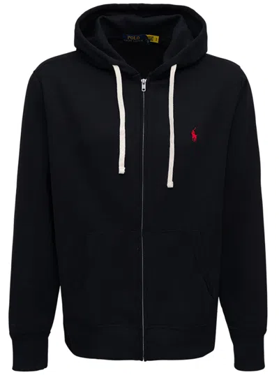 Ralph Lauren Dark Blue Embroidered-logo Zip-up Hoodie