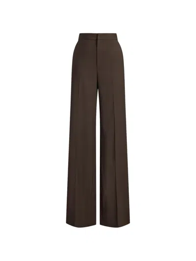 Ralph Lauren Tropical Wool Straight Trousers In Brown