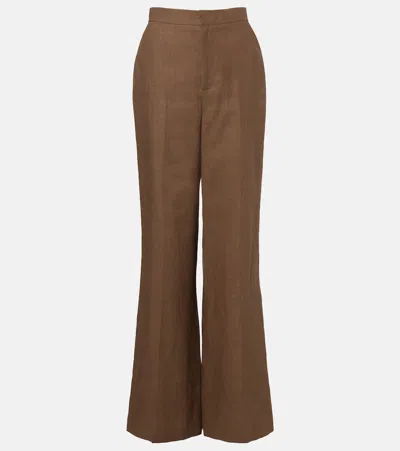 Ralph Lauren Dean Linen Wide-leg Pants In Brown