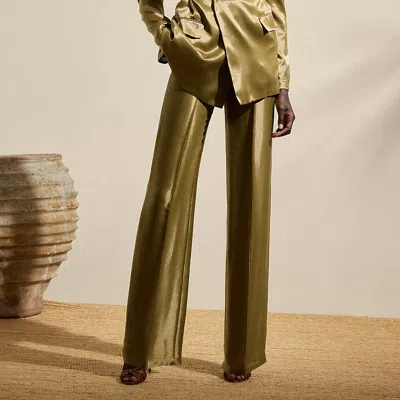 Polo Ralph Lauren Dean Metallic Satin Pant In Dusty Sage