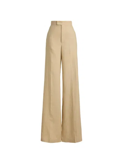 Ralph Lauren Dean Waist Darts Linen Trousers In Nude