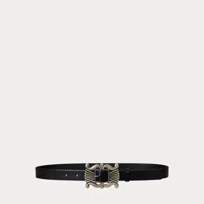 Ralph Lauren Decorative-buckle Leather Belt In Black