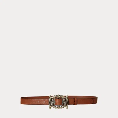 Ralph Lauren Decorative-buckle Leather Belt In Brown