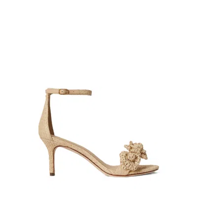 Ralph Lauren Delicate High-heeled Sandal With Woven Texture In Animal Print