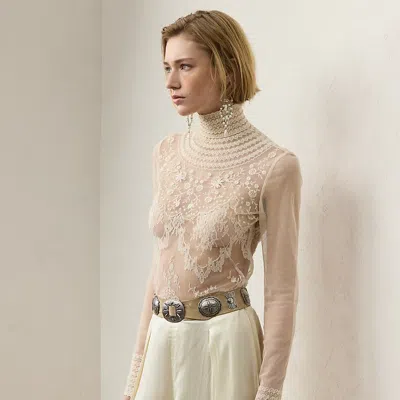 Ralph Lauren Delilah Embellished Top In Lux Cream