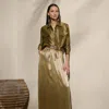 Polo Ralph Lauren Demetrius Metallic Satin Maxiskirt In Dusty Sage