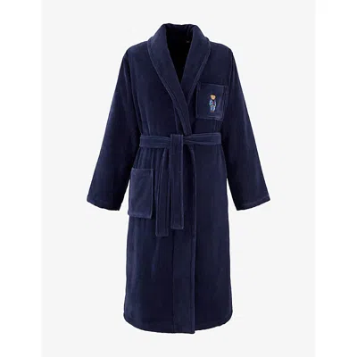 Ralph Lauren Denim Bear Cotton-terry Bathrobe Newport In Blue