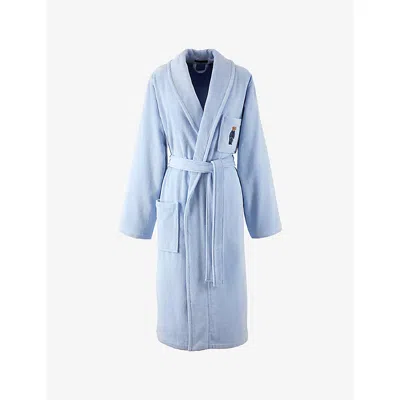 Ralph Lauren Denim Bear Logo-embroidered Cotton Bathrobe Office Blue