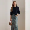 Ralph Lauren Denim Pencil Midi Skirt In Black