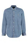 Ralph Lauren Button-down Collar Denim Shirt With Curved Hem In Blue