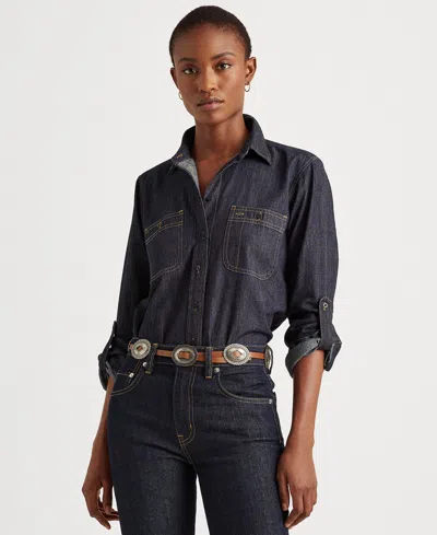 Ralph Lauren Denim Shirt In Dark Rinse Wash