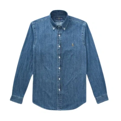 Ralph Lauren Denim Slim Button-down Shirt In Blue