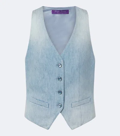 Ralph Lauren Clarissa Cotton Denim Vest In Blue